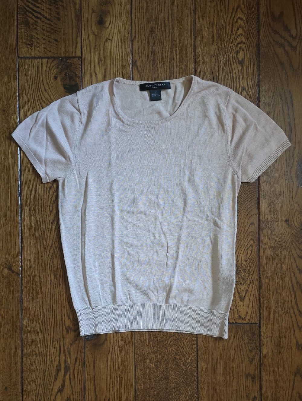 august silk Soft Pink Short Sleeve Knit Top